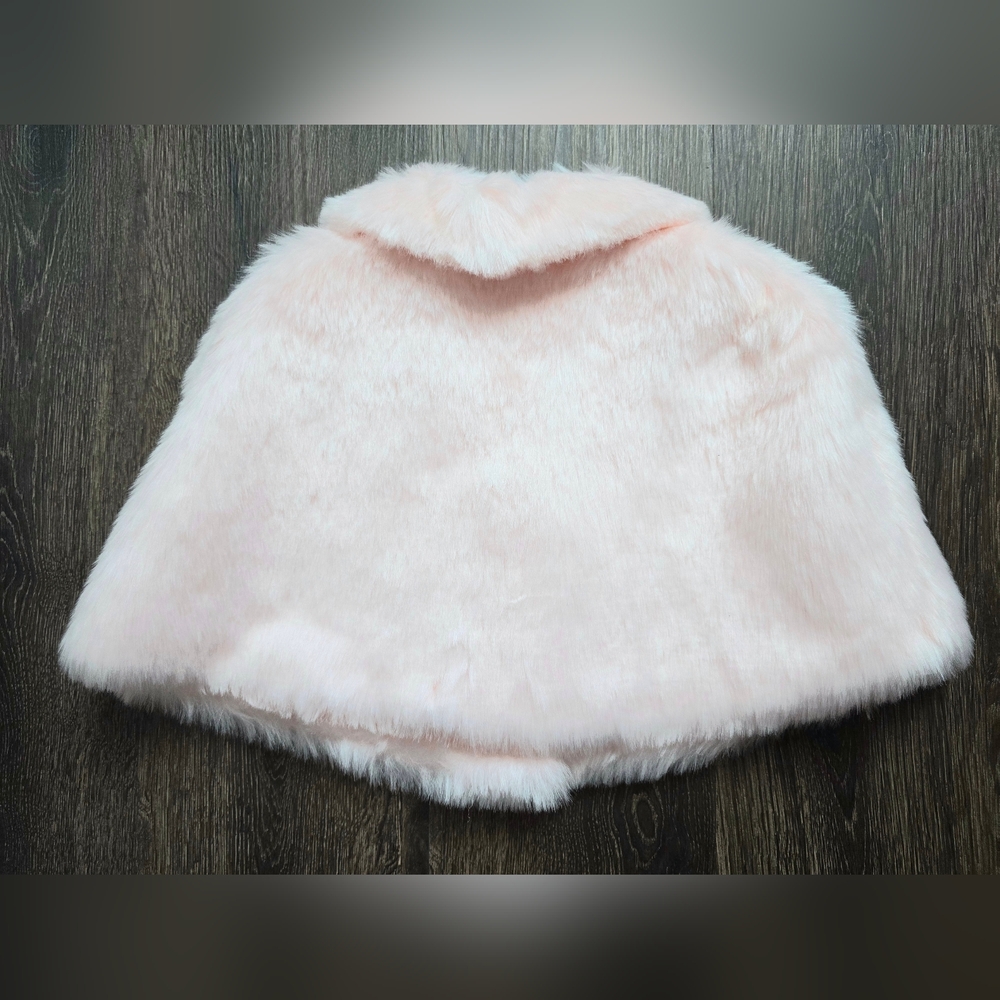 Janie & Jack "Blush Beauty" blush pink faux fur capelet - Picture 7 of 7